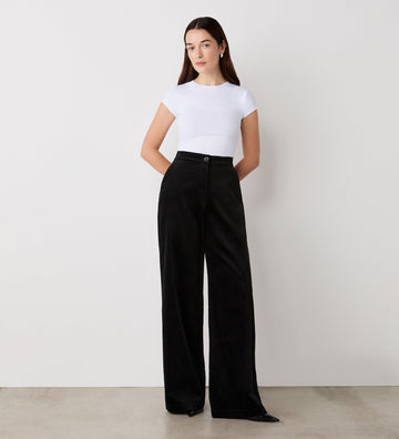 Abi Black Velvet Wide Leg Trousers