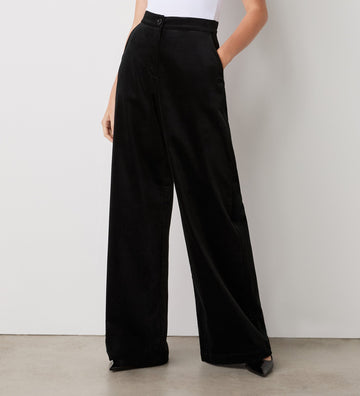 Abi Black Velvet Wide Leg Trousers