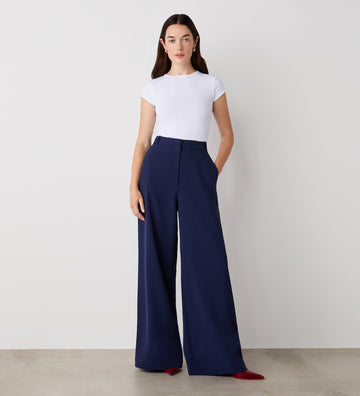 Addie Navy Wide Leg Trousers