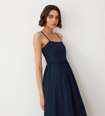 Alora Navy Broderie Anglaise Cotton Sundress