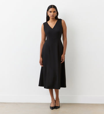 Adele Black Ponte Midi Dress