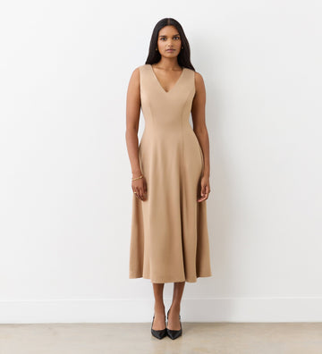 Adele Camel Ponte Midi Dress