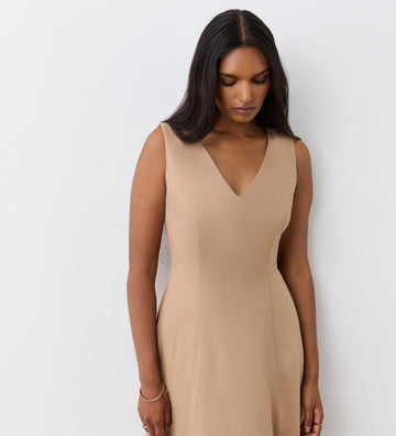 Adele Camel Ponte Midi Dress