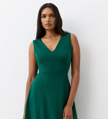 Adele Bottle Green Ponte Midi Dress